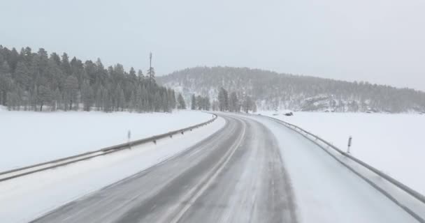 Severe Winter Driving Snowy Roads Finnish Lapland — 图库视频影像