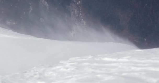 Snow Blown Strong Wind Blizzard High Mountains Winter Ridge Severe — Video