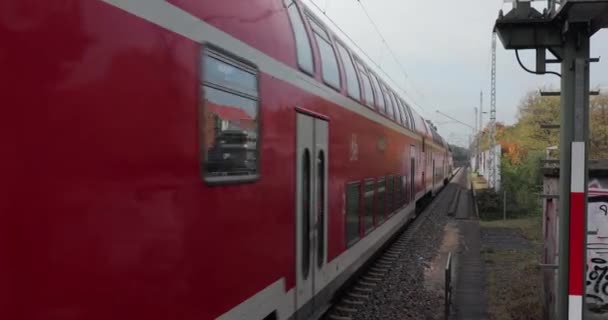 Beelitz Germany Circa 2022 Train Leaving Station State Run Railway — Stockvideo
