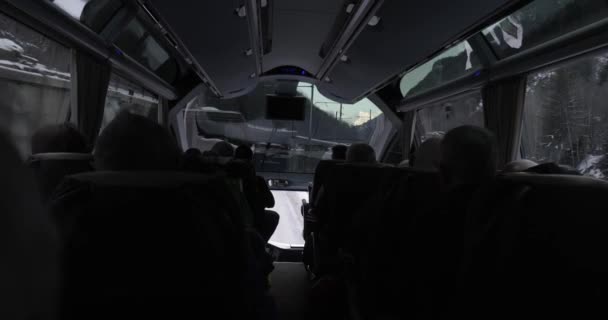 Viaje Autobús Vista Interior Con Personas Irreconocibles — Vídeo de stock