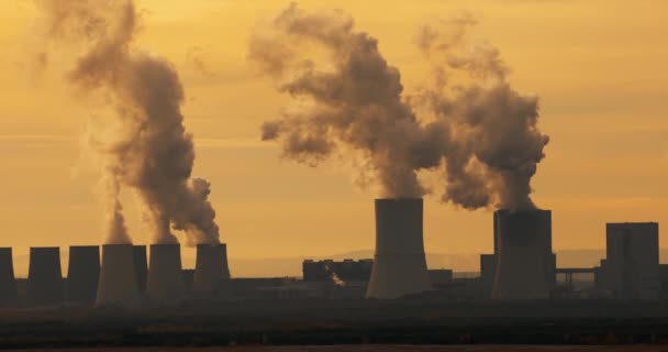 Emisión Torres Enfriamiento Centrales Eléctricas Carbón Central Eléctrica Boxberg Colores — Vídeo de stock