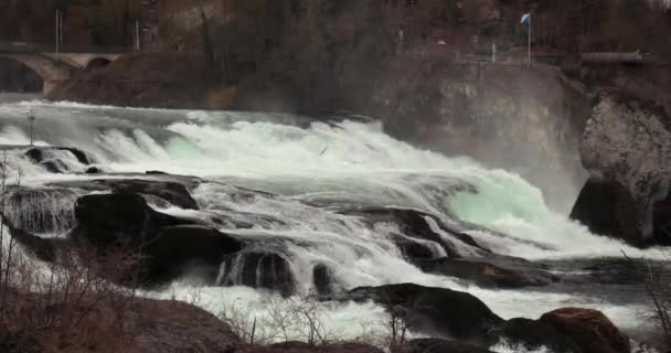 Cascada Rin Falls Din Elveția Cel Mai Mare Debit Din — Videoclip de stoc