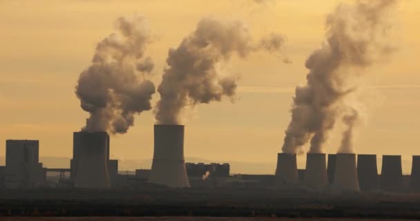 Вугільна Електростанція Забруднює Атмосферу Боксберзька Електростанція Німеччина Кінематографічні Кольори Timelapse — стокове відео