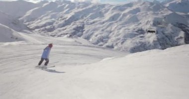 Skiing in the alps, follow shot with gimbal and full frame camera, winter sports