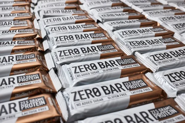Budapeszt Węgry Około 2023 Batony Proteinowe Zero Bar Wyprodukowane Przez — Zdjęcie stockowe