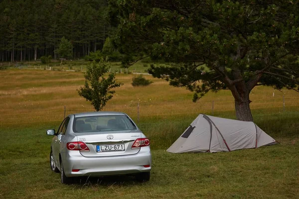 Hohewand Ausztria Circa 2012 Camping Field While Travel Car Tent — Stock Fotó