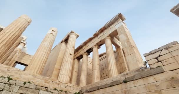 Стародавні Стовпи Акрополя Афінах Пам Ятка Стародавньої Грецької Цивілізації — стокове відео