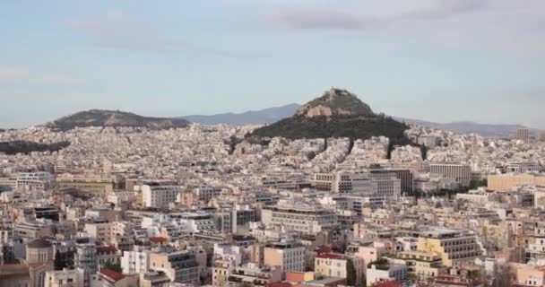 Athene Panoramisch Uitzicht Stad Vanaf Acropolis Heuvel — Stockvideo