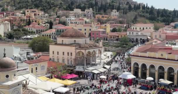 Atina Yunanistan 2023 Çemberi Atina Nın Tarihi Merkezinin Panoramik Manzarası — Stok video