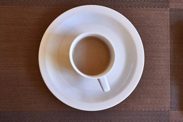 Lágyan Megvilágított Kávézóban Kávéscsésze — Stock Fotó