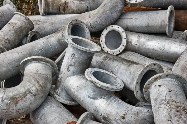 Pile Big Old Pipes Factory Backyard — Stock Photo, Image