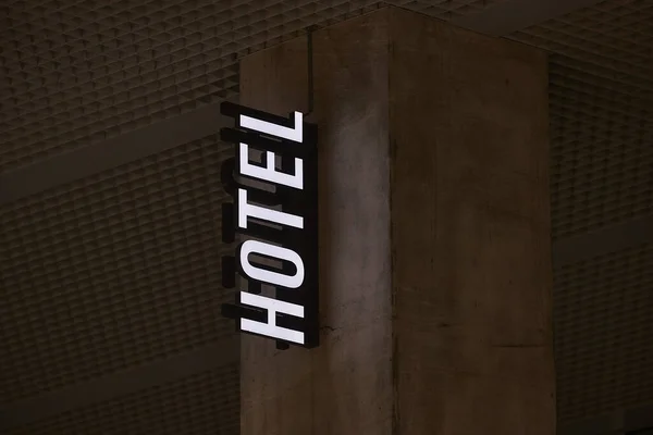 Generic Hotel Sign Illuminated Night — Stock Photo, Image