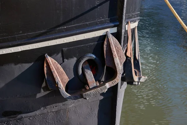Anchor Bow Ship Painted Black — Stock Photo, Image