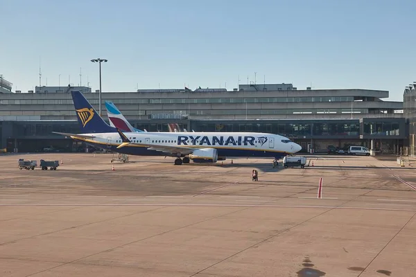 Colônia Alemanha Circa 202 Ryanair Boeing 737 Aeronaves Chegando Uma — Fotografia de Stock