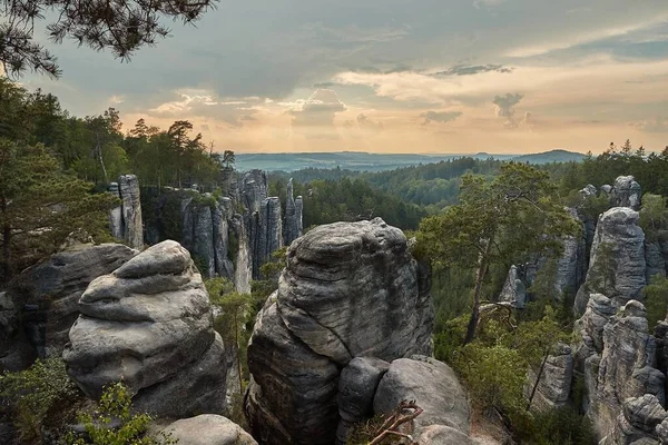 Prácticas Rocas República Checa Vista Panorámica — Foto de Stock