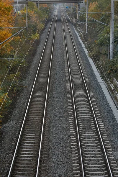 Par Vías Ferroviarias Vistas Desde Arriba — Foto de Stock