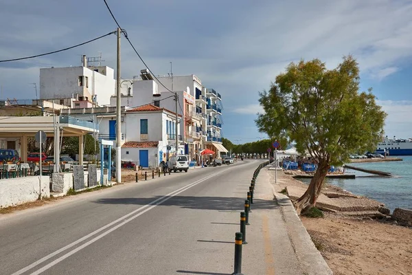 Aegina Grecia Villaggio Turistico Vista Sulla Città Aegina Island Vicino — Foto Stock