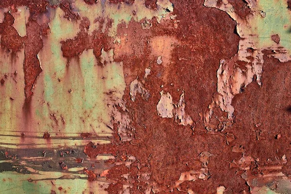 Rusty Manchado Textura Puerta Metal Con Trabajo Pintura Despegando —  Fotos de Stock