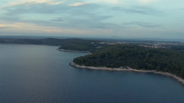 Hırvat Deniz Kıyıları Akşam Premanture Cape Kamenjak Hava Manzaralı — Stok video