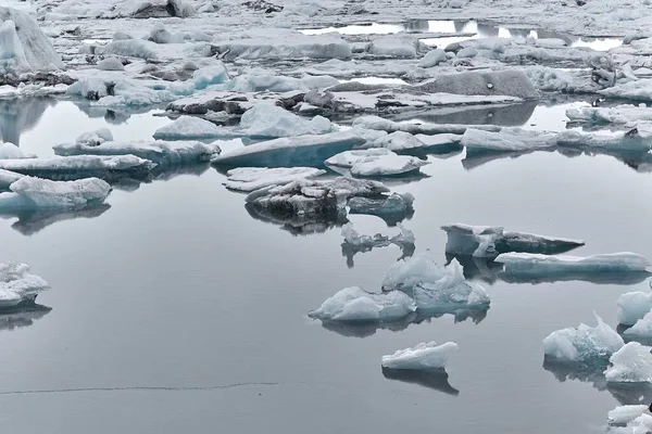 Jokulsarlon Lago Glacial Islândia Icebergs Derretendo Água Geleira — Fotografia de Stock