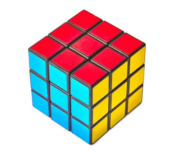 Budapest Ungarn Januar 2019 Gelöstes Rubiks Cube Logikspiel Auf Weißem — Stockfoto