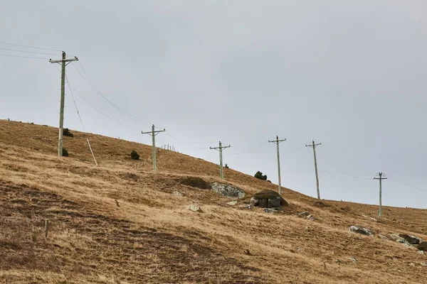 Power Line Empty Rural Countryside New Zealand — Stock Photo, Image