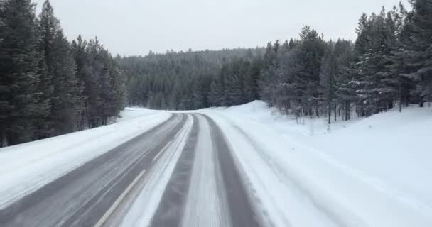 Conducir Las Carreteras Nevadas Invierno Laponia Finlandesa — Vídeos de Stock
