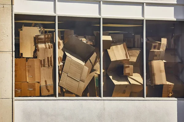 Office Space Full Cardboard Boxes Moving — Stock Photo, Image