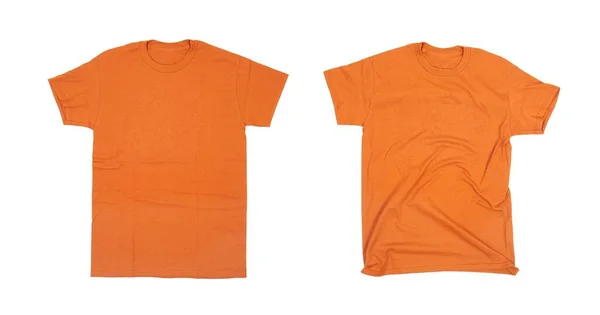 Orange Shirts Isolated White Background One Flat One Wrinkled — Stock Photo, Image