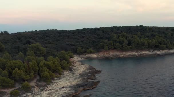 Hırvat Deniz Kıyıları Akşam Premantura Cape Kamenjak Popüler Plajlarda Hava — Stok video