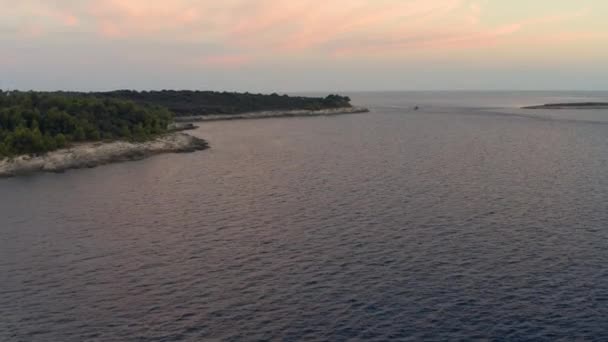 Hırvat Deniz Kıyıları Akşam Üzeri Kamenjak Burnu Nun Premantura Kentinde — Stok video