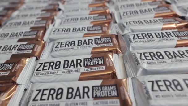 Budapest Hungary Circa 2023 Proteinové Tyčinky Zero Bar Made Biotech — Stock video
