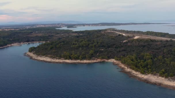 Costa Mar Croata Vista Aérea Noite Premanture Cabo Kamenjak — Vídeo de Stock