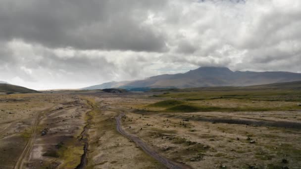 Drone Footage Rocky Plateau Cotopaxi National Park Ecuador Barren Rough — Vídeos de Stock
