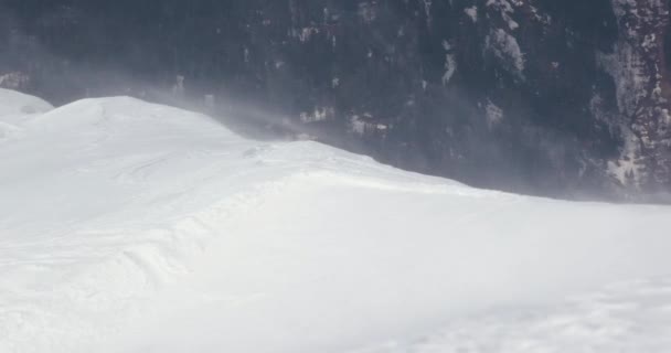 Schnee Bei Starkem Wind Und Schneesturm Hohe Berge Winter Über — Stockvideo