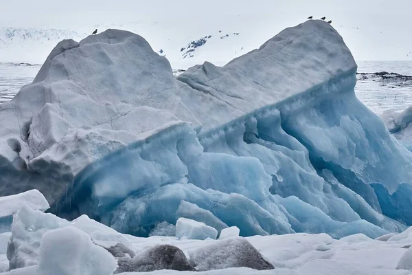 Jokulsarlon Zlanda Daki Buzul Gölü Donmuş Arazideki Buz Dağları Blokları — Stok fotoğraf