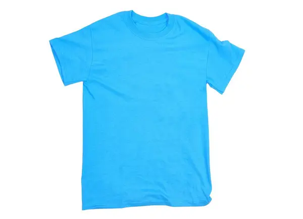 Blaues Blanko Shirt Isoliert Auf Weißem Hintergrund — Stockfoto