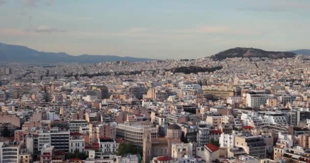 Pemandangan Kota Panorama Athena Dari Bukit Akropolis — Stok Video