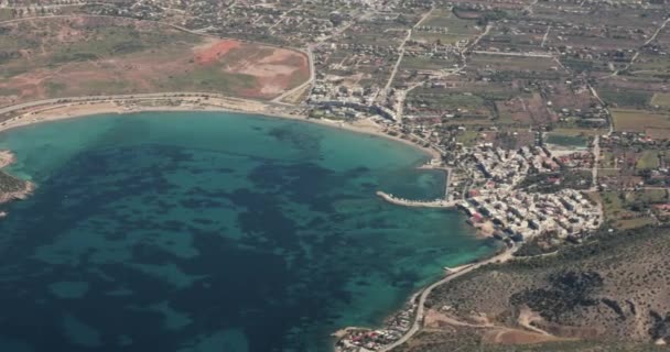 Греческий Прибрежный Город Видом Небо Вблизи Афин Палея Фокая — стоковое видео