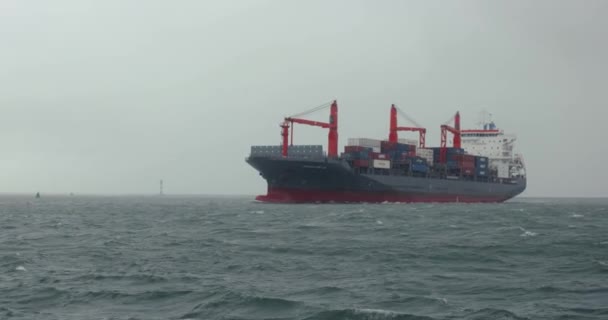 Rotterdam Nizozemsko Září 2023 Kontejnerová Loď Plující Přístavu Rotterdam Nedaleko — Stock video