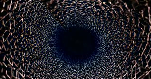 Futuristische Rohrstruktur Holpriges Metallgitterrohr Kamera Bewegt Sich Durch Die Struktur — Stockvideo