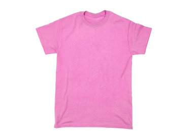 Pink blank t-shirt isolated on white background, bright vibrant color clipart