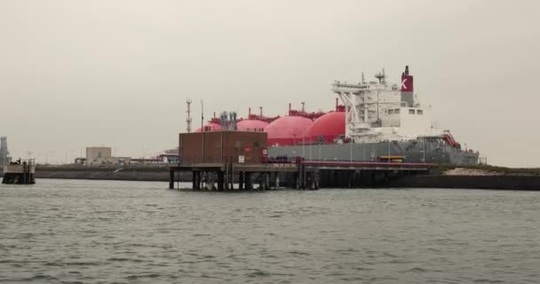 Roterdão Países Baixos Setembro 2023 Navio Gnl Terminal Transporte Gás — Vídeo de Stock