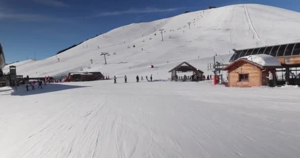 Alpe Dhuez Frankrijk Januari 2022 Skipiste Franse Alpen Uitzicht Vanaf — Stockvideo