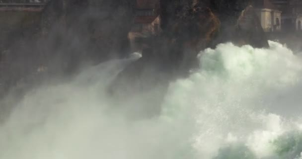 Водоспад Швейцарії Найвища Швидкість Потоку Європі Шаффгаузен Стоковий Відеоролик