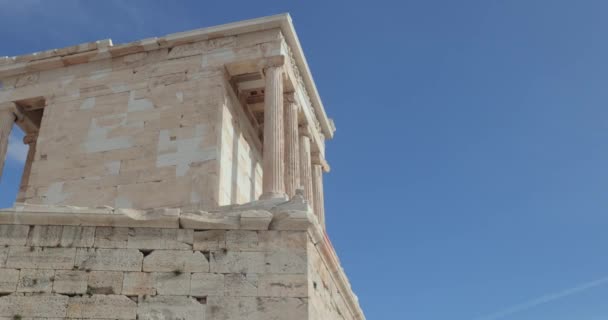 Древние Руины Акрополя Колонны Афинах Памятник Древнегреческой Цивилизации — стоковое видео