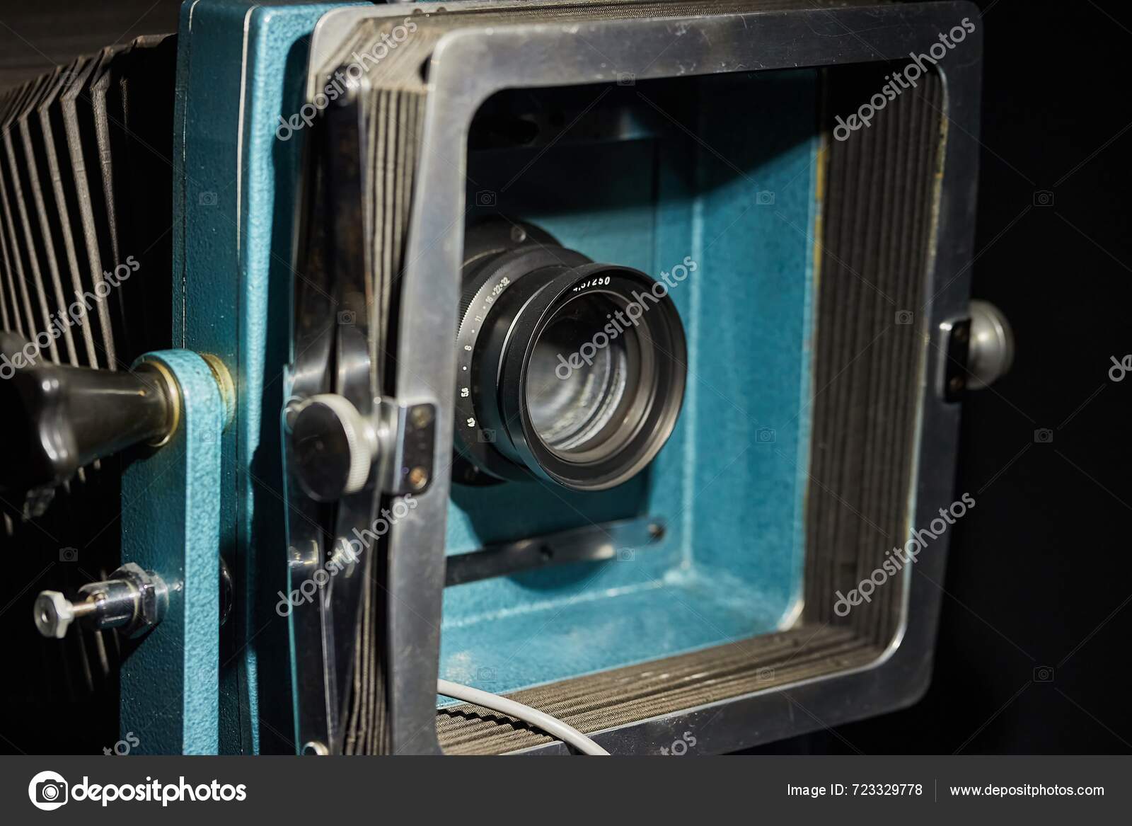 Large format view camera studio vintage photography stock photo