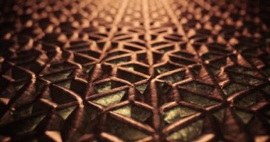 Işığı, kamera hareketini, engebeli 3D yüzey modelini, geometrik yapı vfx canlandırma efektini yansıtan gelecekteki metal ızgara platformu