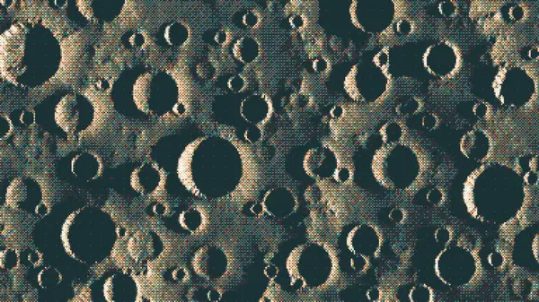 Verpixelter Mondhintergrund Mit Vielen Meteoriteneinschlagskratern Und Zaudereffekt Pixel Art Mosaik — Stockvektor