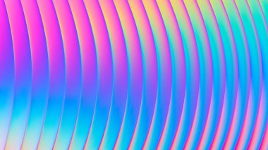 Parlak neon renkli ve dalgalı şekilli fütüristik kabuklu doku. Soyut neon çizgili eğimli doku. Modern görsel projeler için parlak neon tonlarını harmanlayan cesur dinamik tasarım